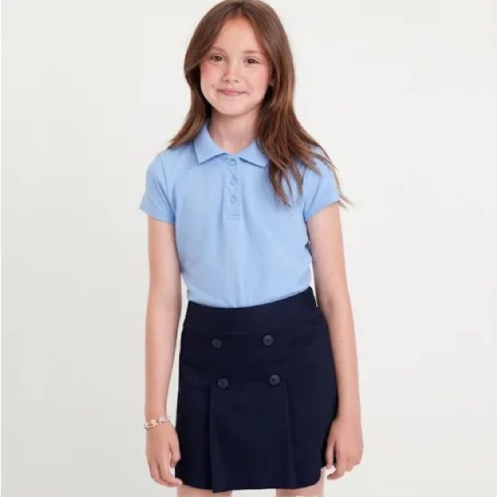 Girls 10-12 Uniform Polo Blue Short Sleeve